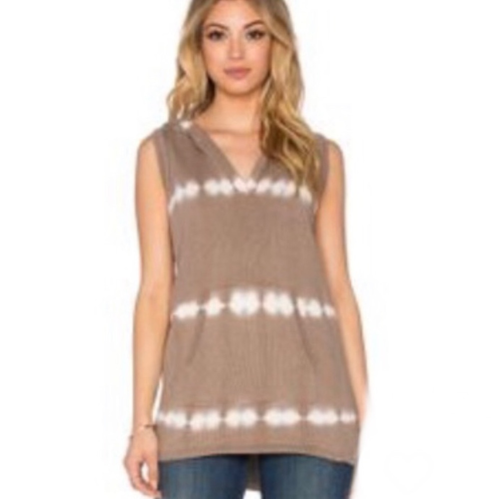 525 America beige sleeveless hooded tunic vest